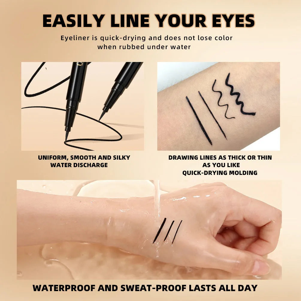 Black liquid eyeliner pen with quick-dry smudge-resistant formula
