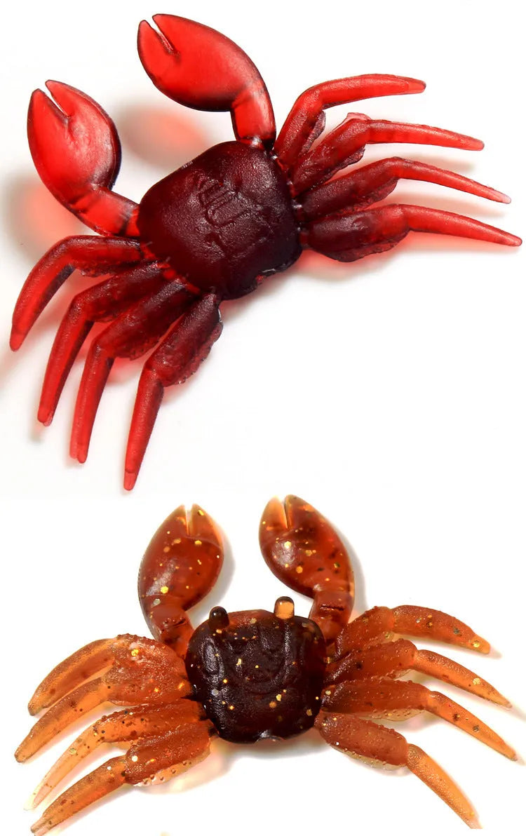 8cm PVC crab fishing lure in red and brown colour options for saltwater angling