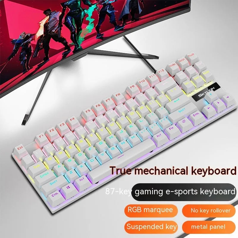 K87 mechanical wired keyboard in choice of eight colours with green axis or red axis switches and metal construction