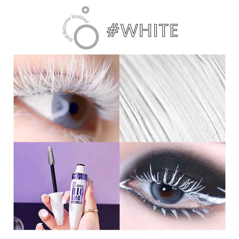 10ML white waterproof mascara with sweat-proof and quick-drying properties for curling and thickening lashes