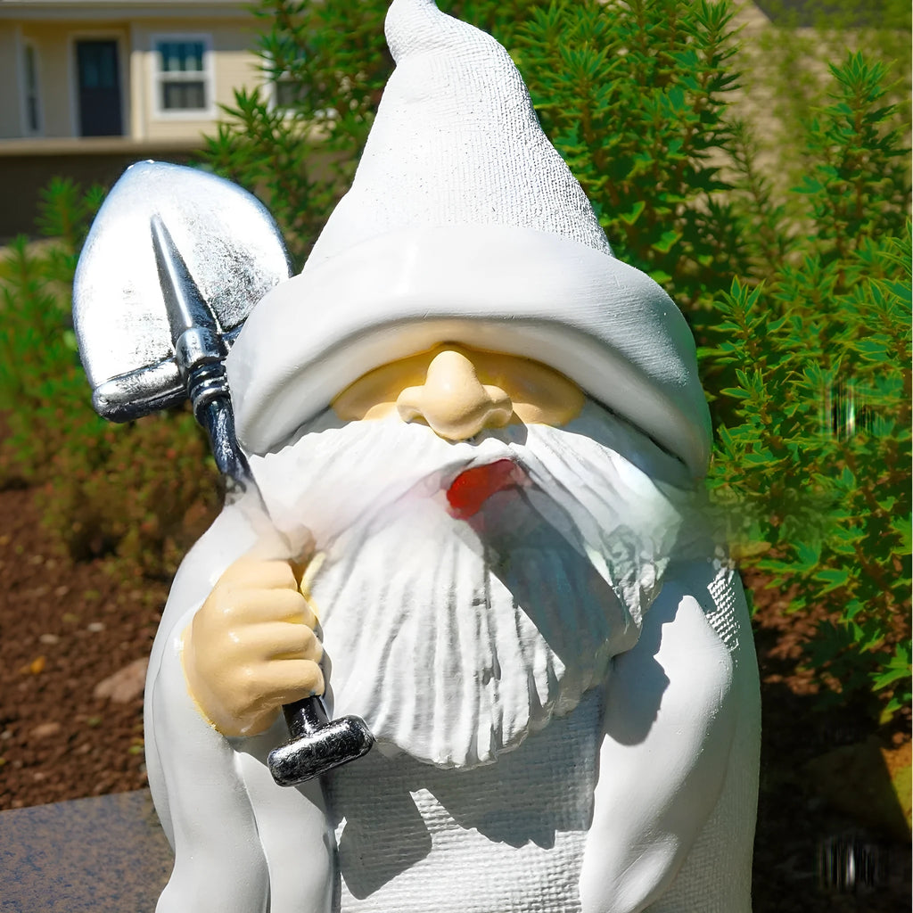 Christmas resin craft ornament with smoking shovel dwarf design for holiday displays