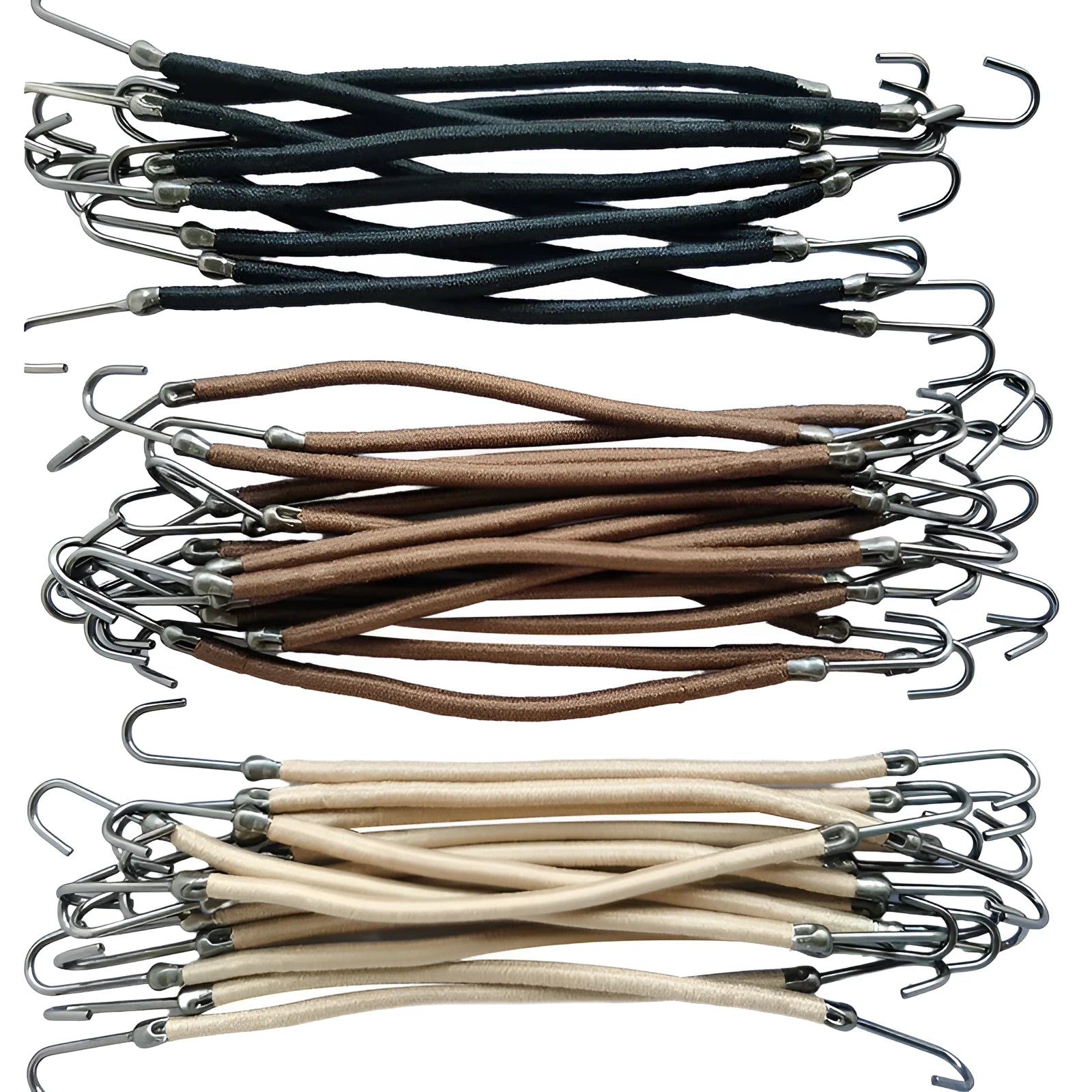 Close-up of a double hook hair tool for wig making on a solid colour background.