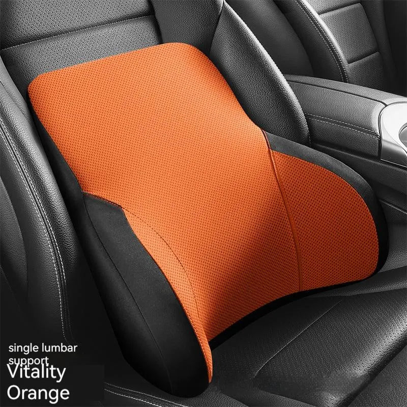 Memory foam car lumbar support and headrest pillow set in knitted fabric with six colour options