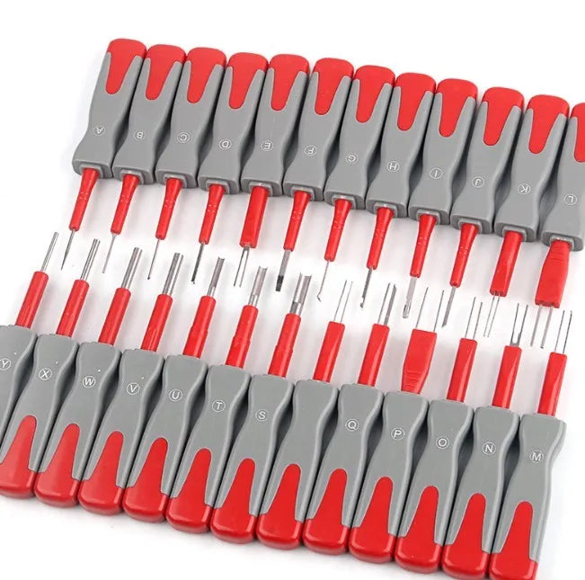 25-piece car terminal removal tool kit in storage case for electrical system disassembly