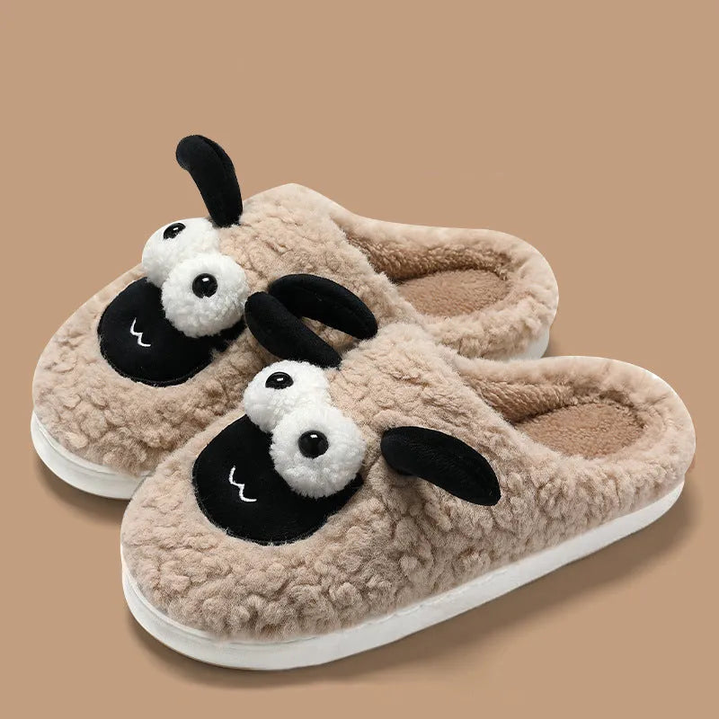 Lamb thermal cotton slip-on slippers in suede upper with sewn PVC sole