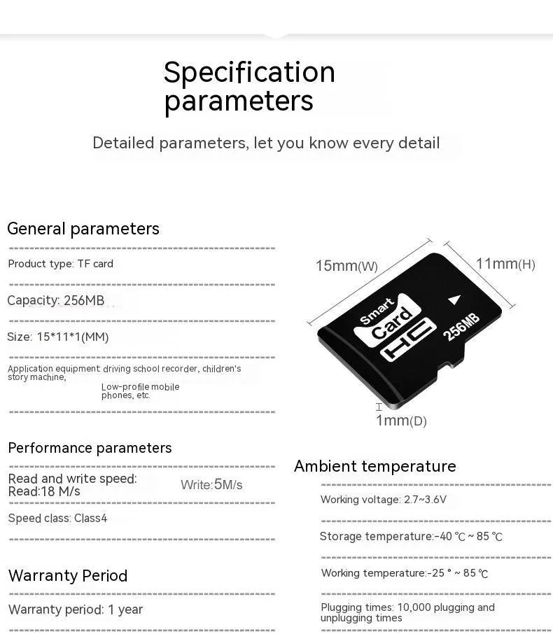 256MB TF memory card for MP3 MP4 players cameras and PSP game consoles