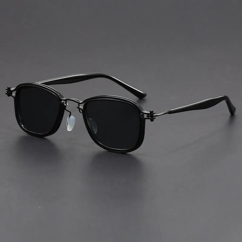 Retro square frame metal sunglasses with decorative patterns in multiple colour options.