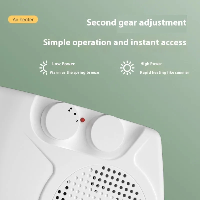 White desktop electric heater with compact design measuring 290mm × 2240mm × 160mm