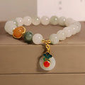 Women's ice jade crystal bracelet with Xiangyun peace buckle and pearl decorative elements