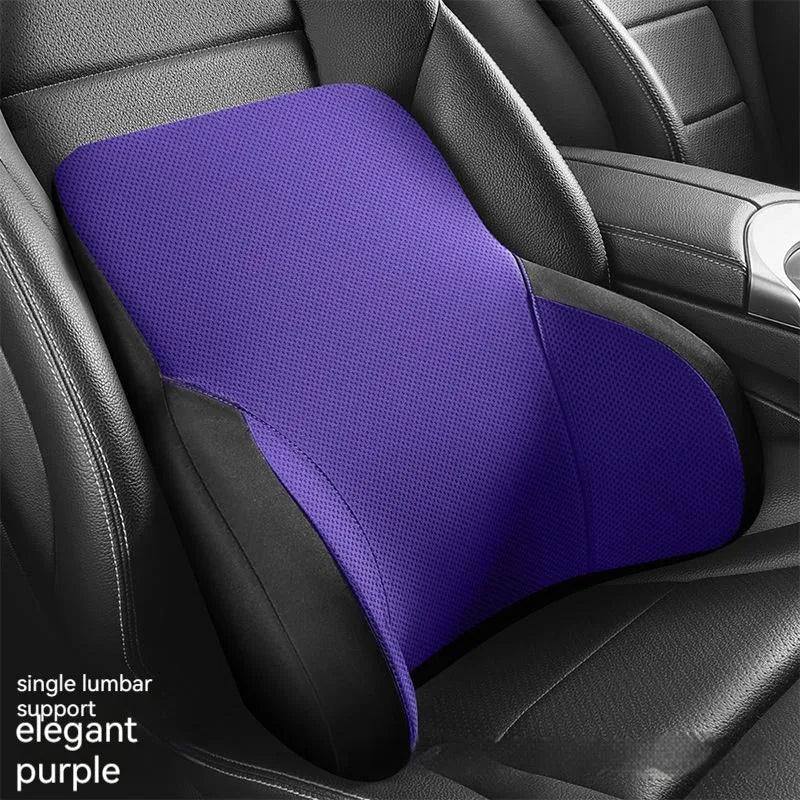 Memory foam car lumbar support and headrest pillow set in knitted fabric with six colour options