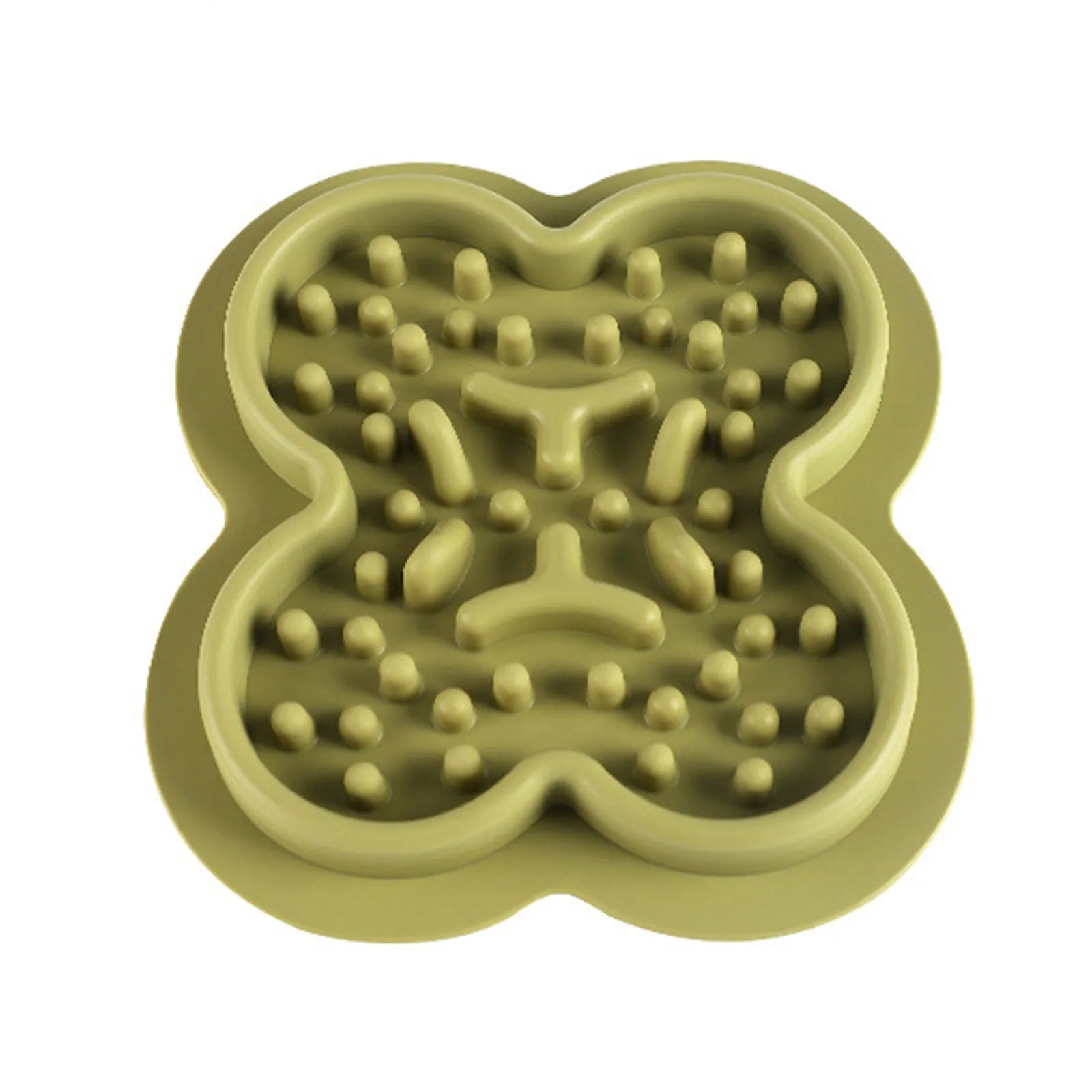 Silicone pet licking pad slow feeder mat in various colours on a flat surface