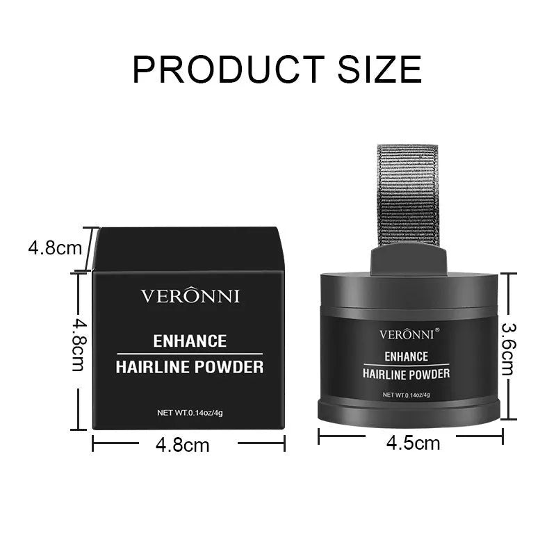 Hairline powder for shadow gap repair with 14 colour classifications including ash brown, auburn, black, and dark blonde