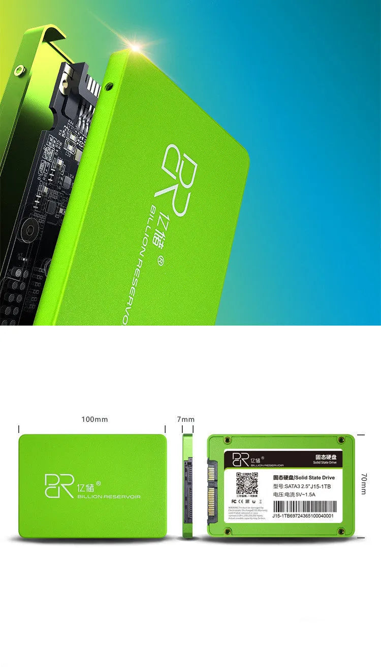 Black J11 2.5-inch SATA solid state drive showing front and connection side