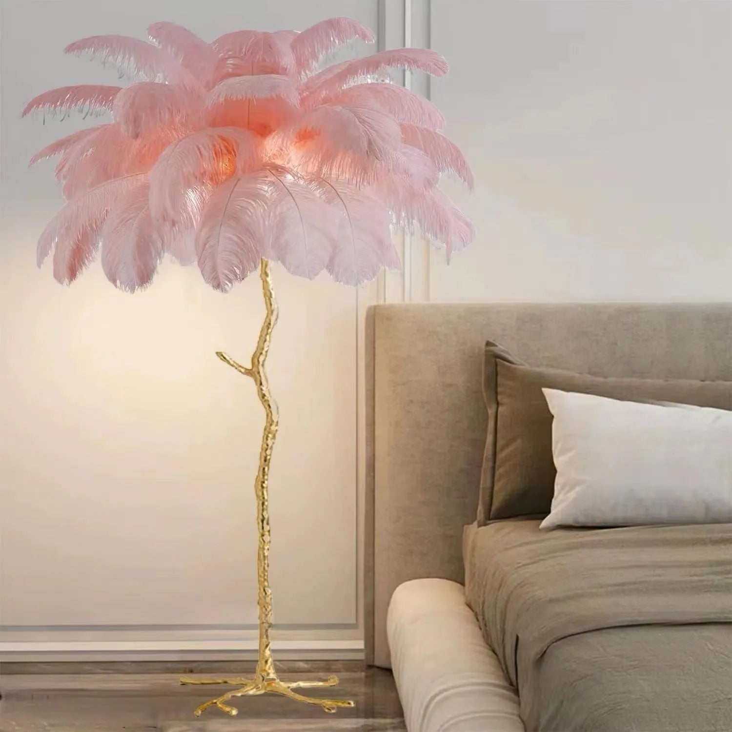 170cm tall decorative resin feather floor lamp with 32 feathers for living room or bedroom