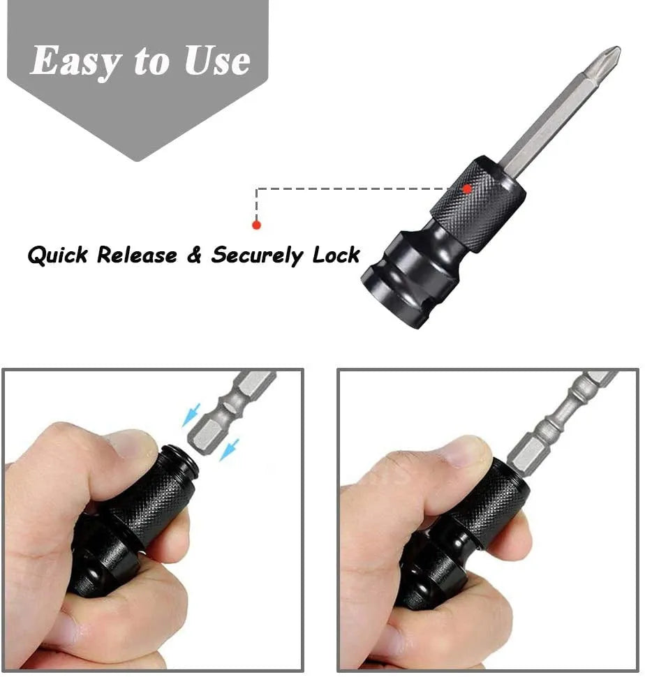 Hexagonal handle telescopic bit holder made from No. 45 steel with extendable sleeve