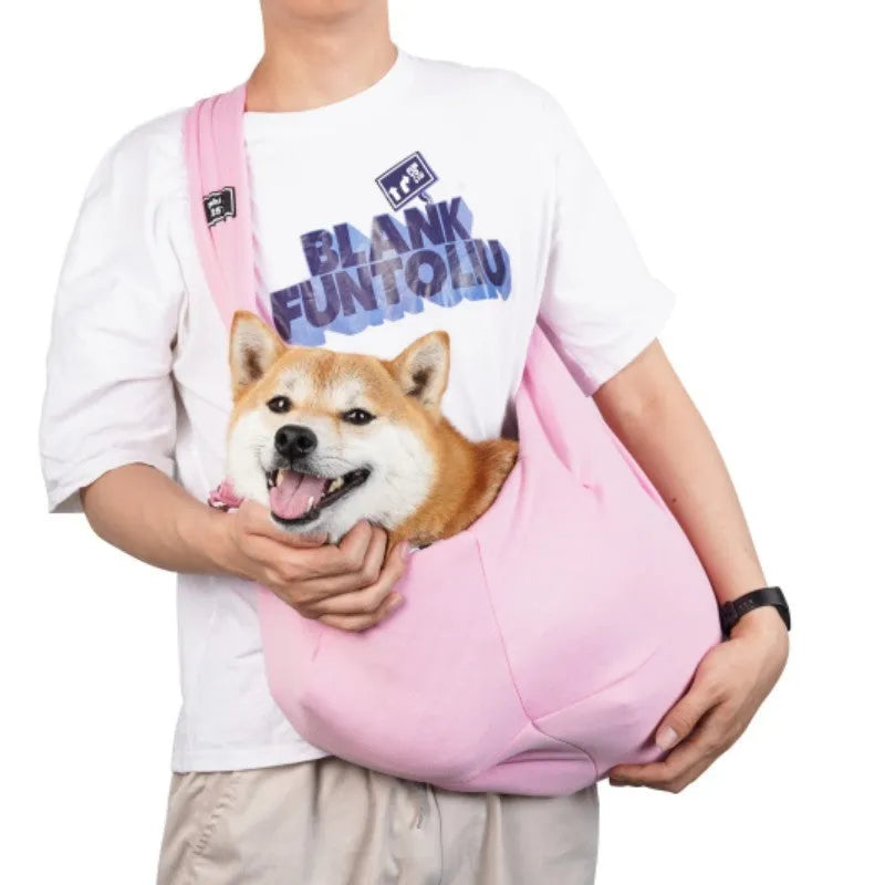 Folding cat messenger backpack with mesh panels shown in one of six colour options.