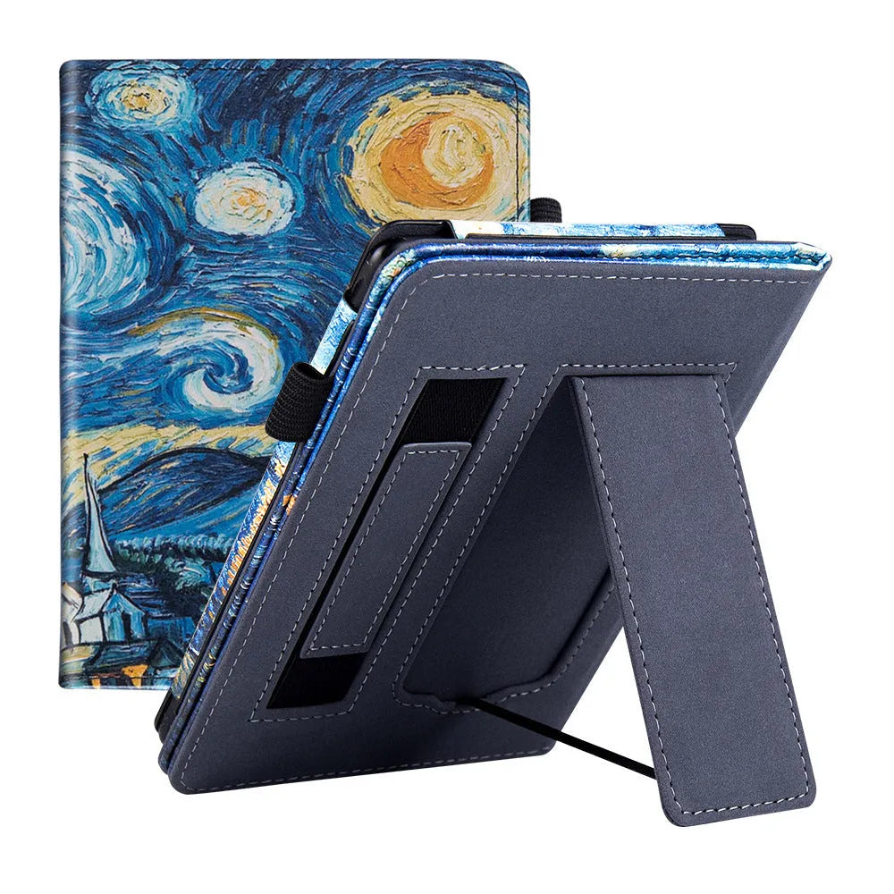 Kindle Paperwhite 11 fabric case with wrist strap bracket in calf leather construction
