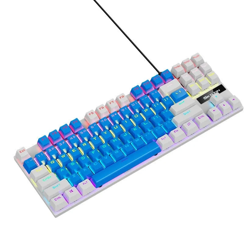 K87 mechanical wired keyboard in choice of eight colours with green axis or red axis switches and metal construction