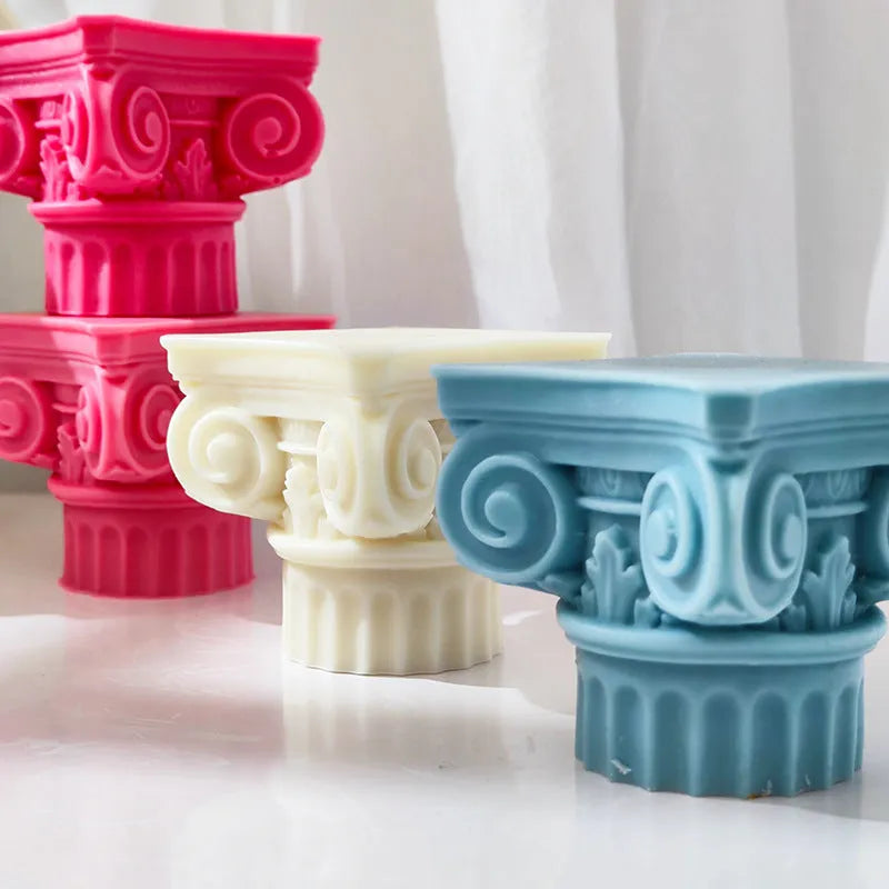 21.5cm tall Roman pillar silicone mould for candles and crafts in modern simplicity style