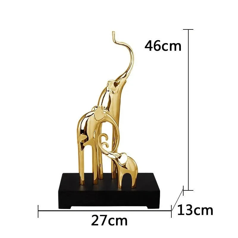 European style resin elephant decorative ornament in bright gold, rose gold, elegant silver, or retro colour finish