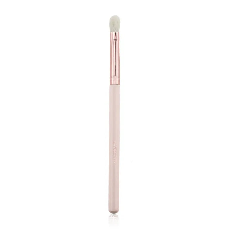 26 pink makeup brushes with wooden handles in portable case