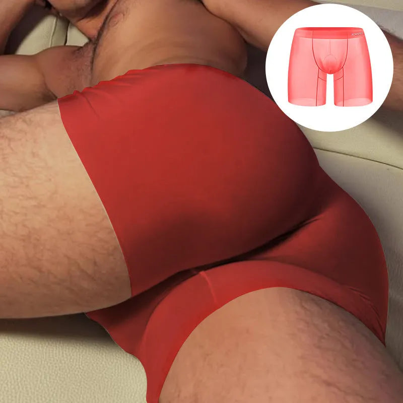 Men's seamless boxers in orange, pink or red colours with low waist design