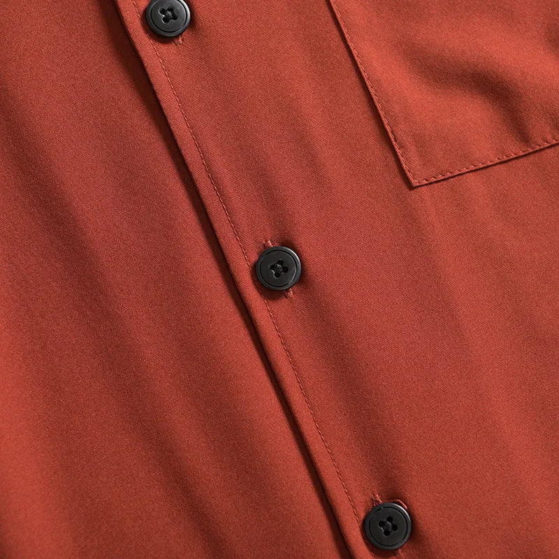 Men's lightweight pure cotton short sleeve shirt in loose fit with Japanese fresh style