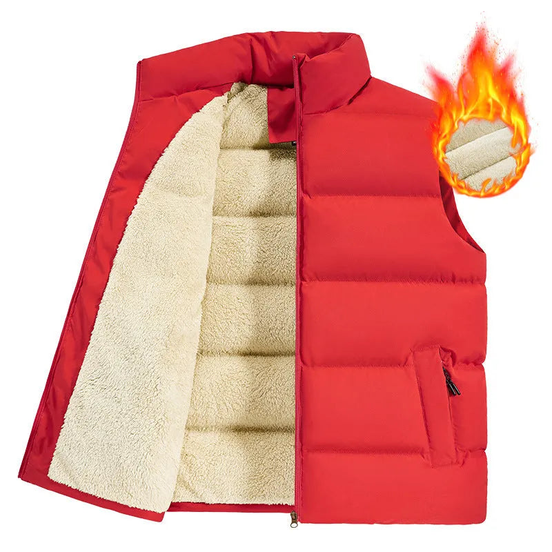Men's striped lambswool vest in black, dark blue, or red colour options