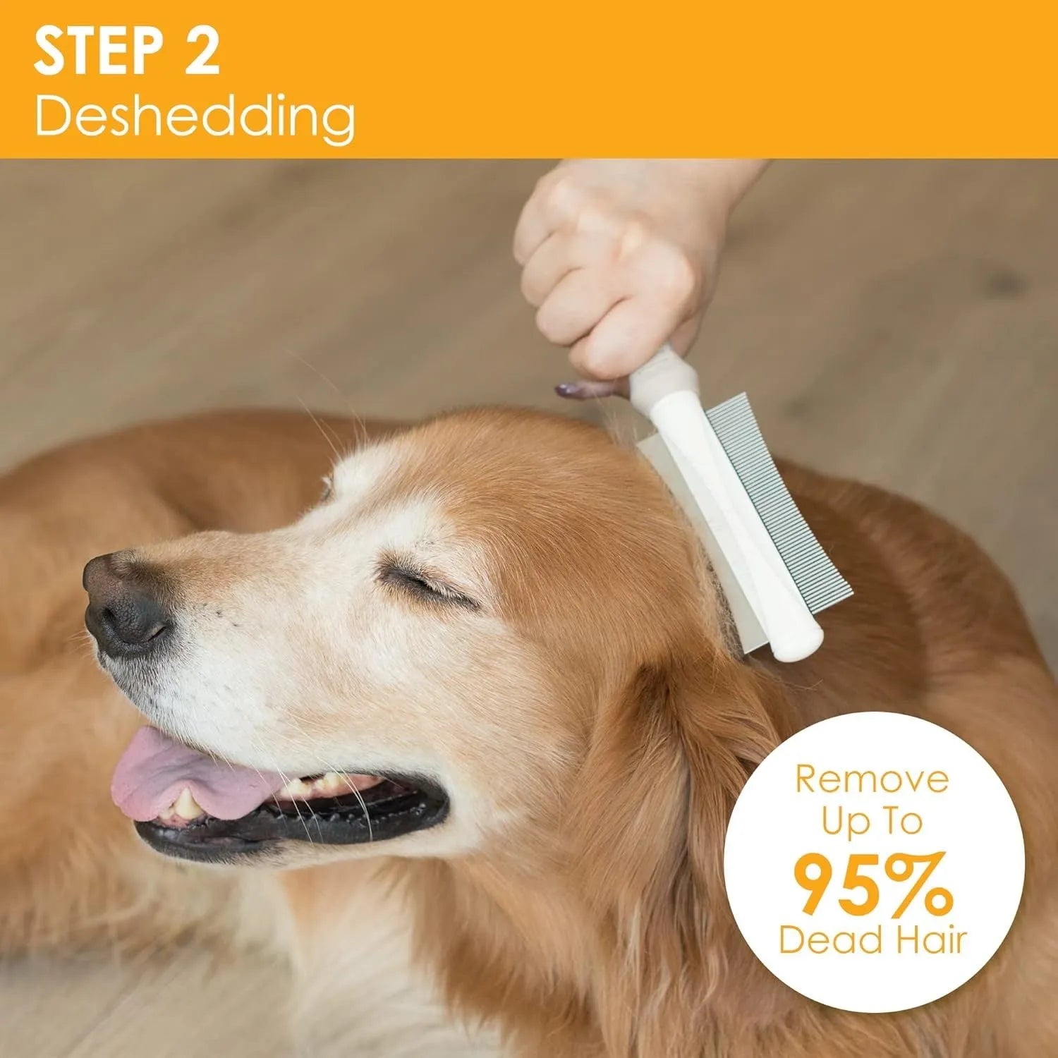 White 2 in 1 dog and cat grooming brush with curved comb and deshedding sides measuring 230mm