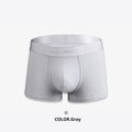Men's solid colour cotton boxer underwear in black, white, silver grey, and light green