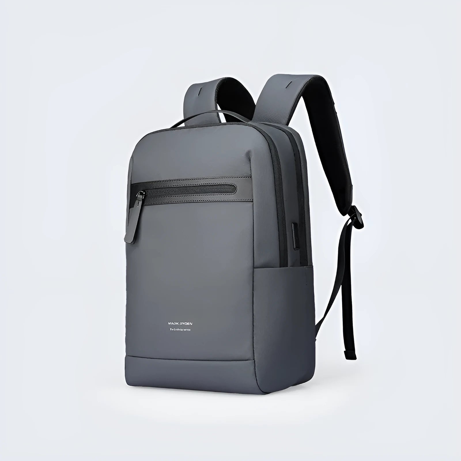 Graphite grey USB business backpack with charging port and below 20L capacity