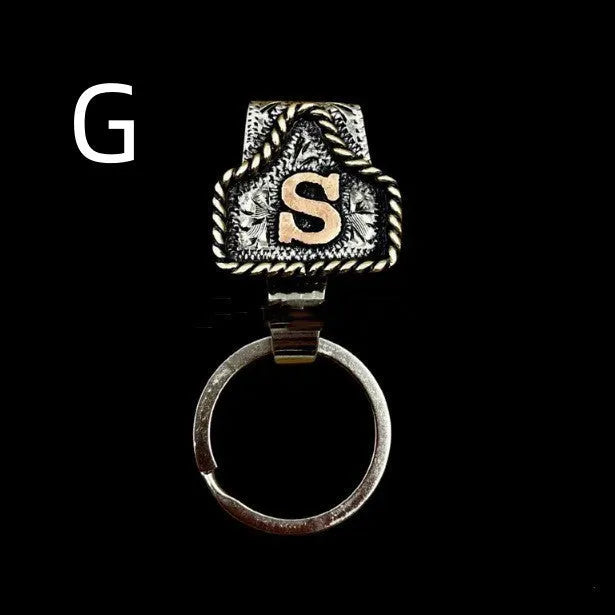 Handmade metal cow tag keychain with belt clip in a choice of 26 colours.