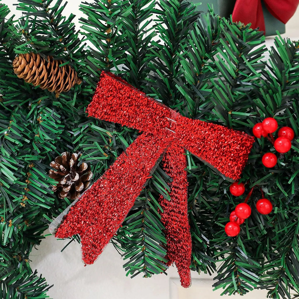 Christmas rattan pine cone bow decorative cane with European style design for festive arrangements