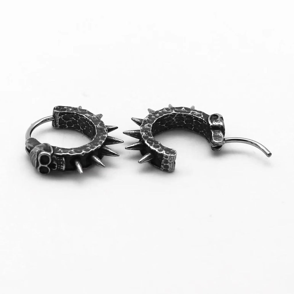Geometric copper plastic punk motorcycle alloy earrings in retro black colour