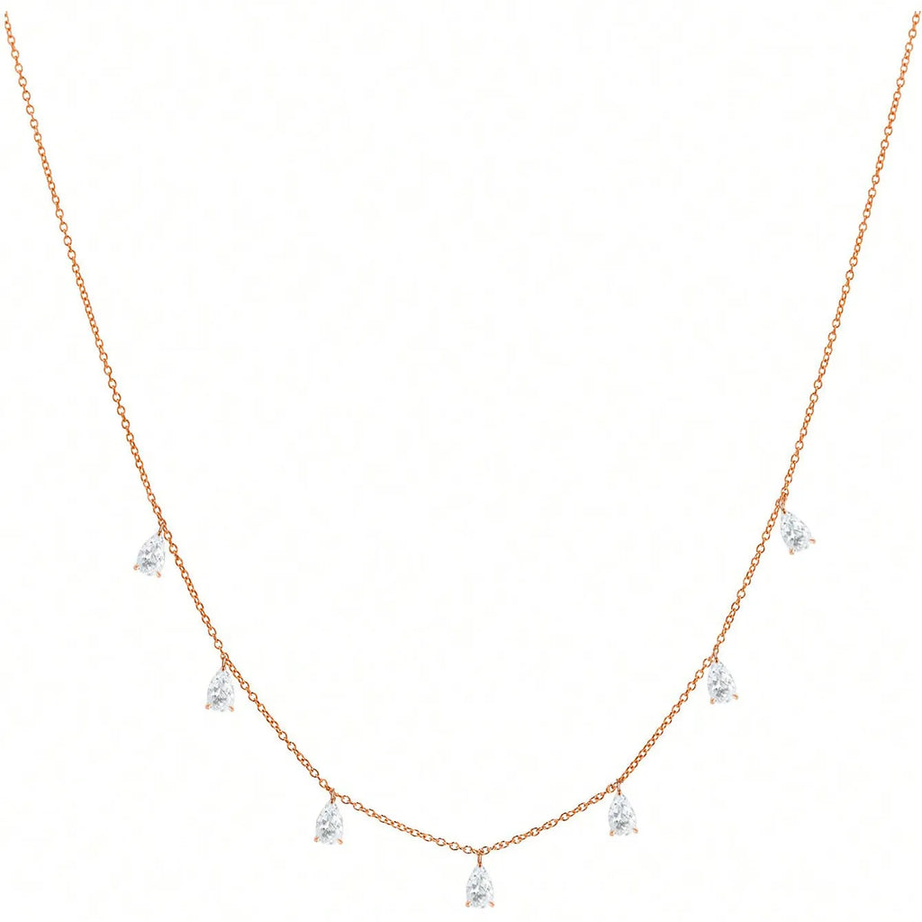 Women's adjustable 925 silver necklace with a drop-shaped pendant on an O-chain in silver, rose gold, or golden yellow finish.