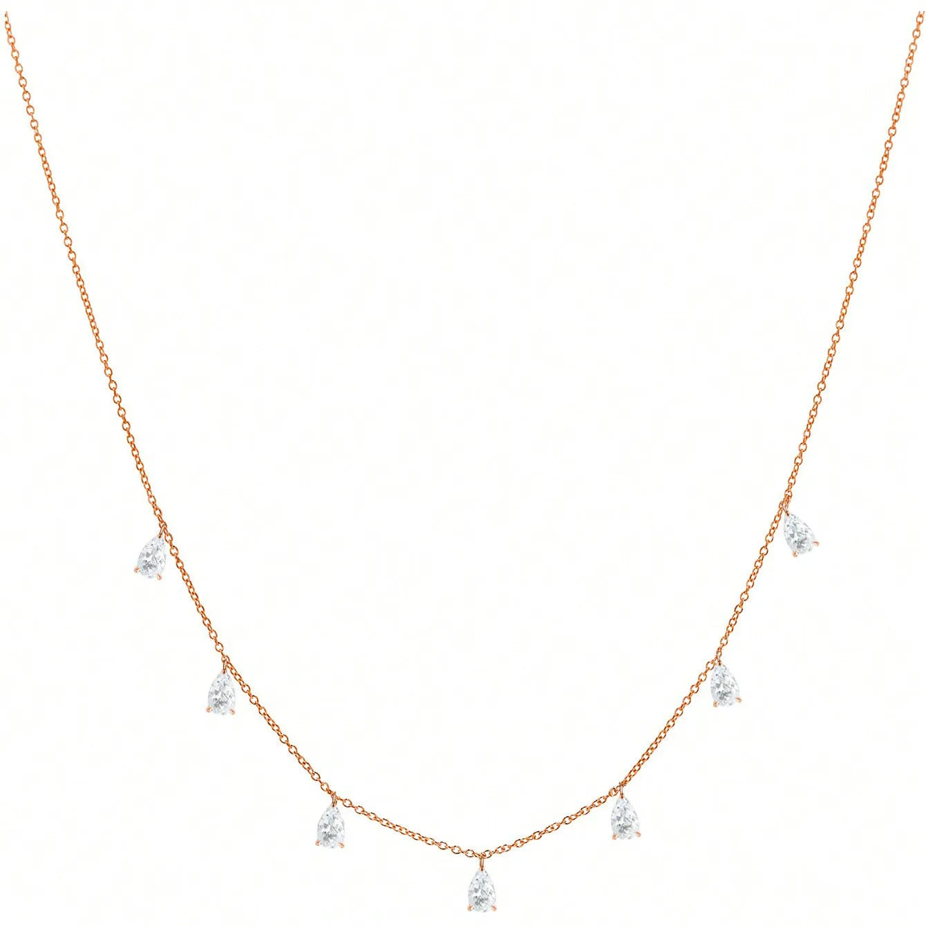 Women's adjustable 925 silver necklace with a drop-shaped pendant on an O-chain in silver, rose gold, or golden yellow finish.