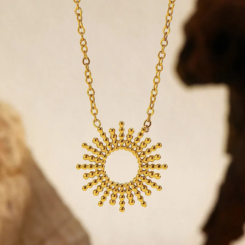 Sunflower Series women's gold geometry chain necklace and bracelet jewellery set
