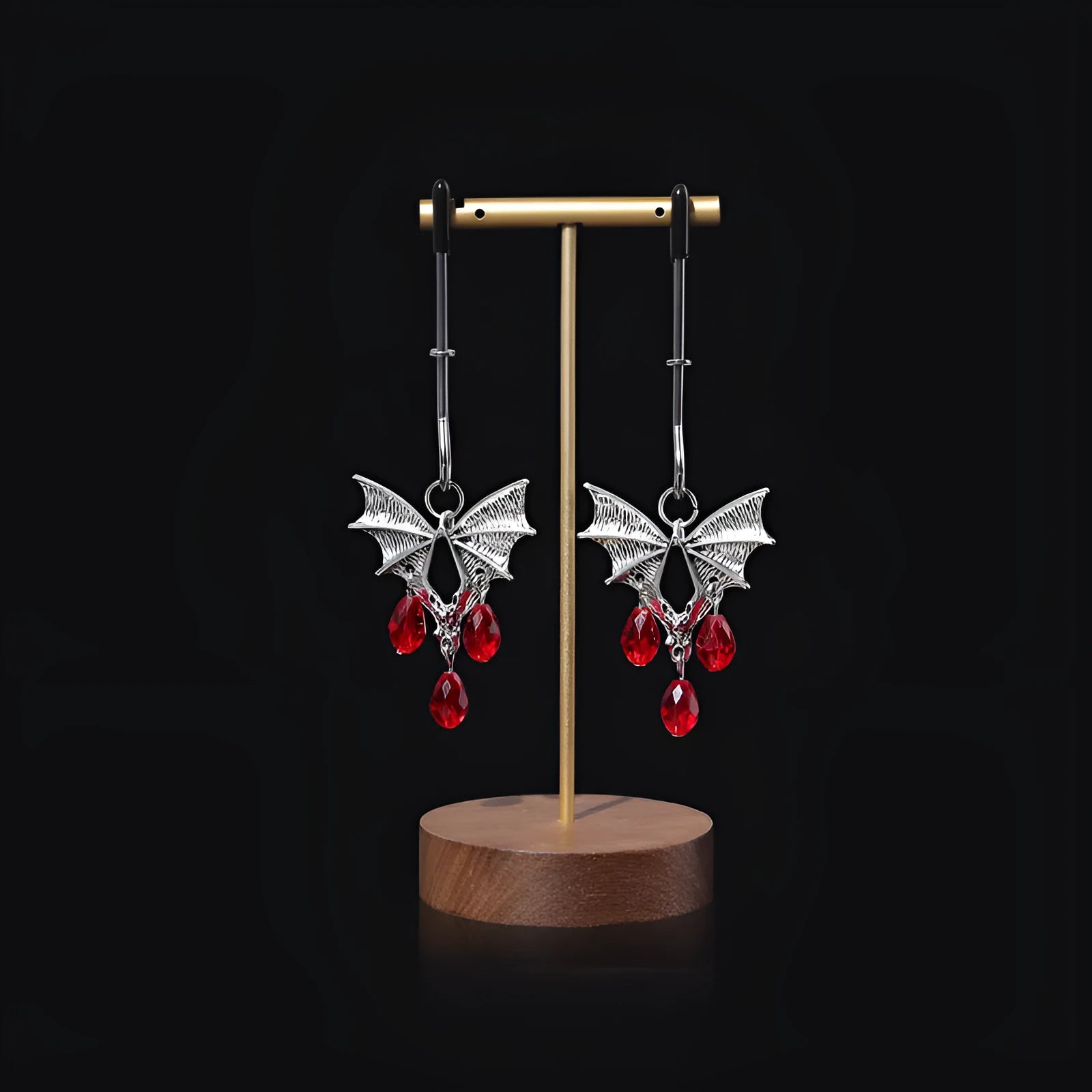 Adjustable silver alloy bat nipple clamp with ruby clip design for BDSM sensory play