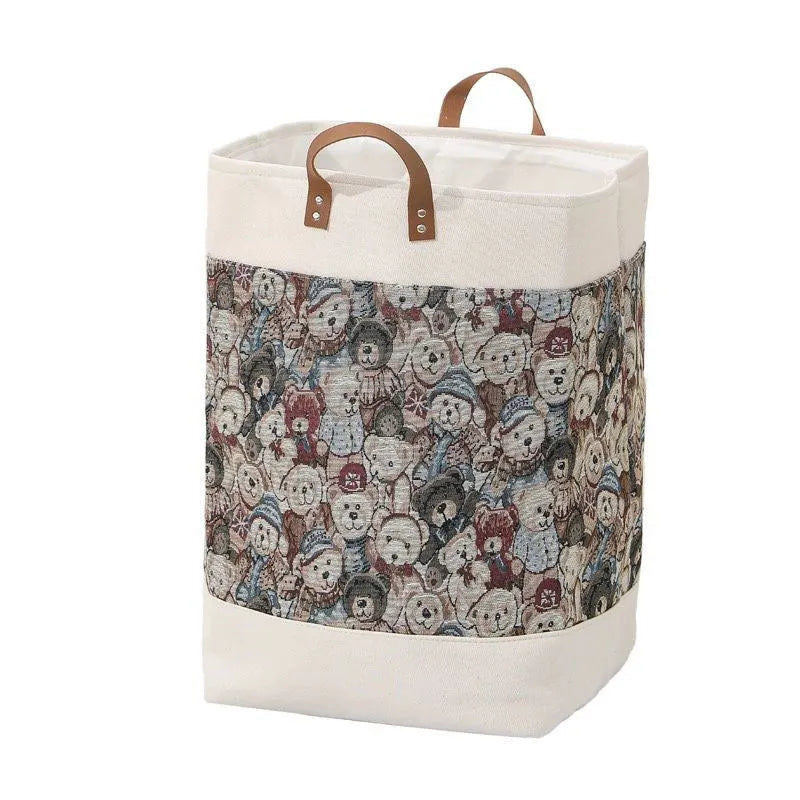 35x35x55cm fabric storage box for clothes and quilt organisation in colourful bear pattern