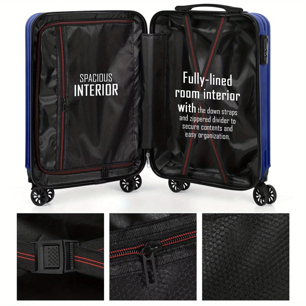 Aluminium alloy travel luggage set showing 14-inch and 20-inch suitcases with included towel
