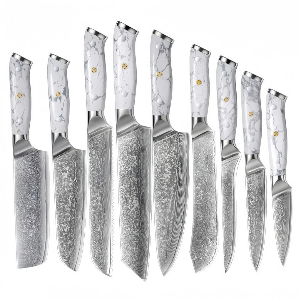 Damascus pattern VG10 steel chef knife with 21cm blade and 11cm handle