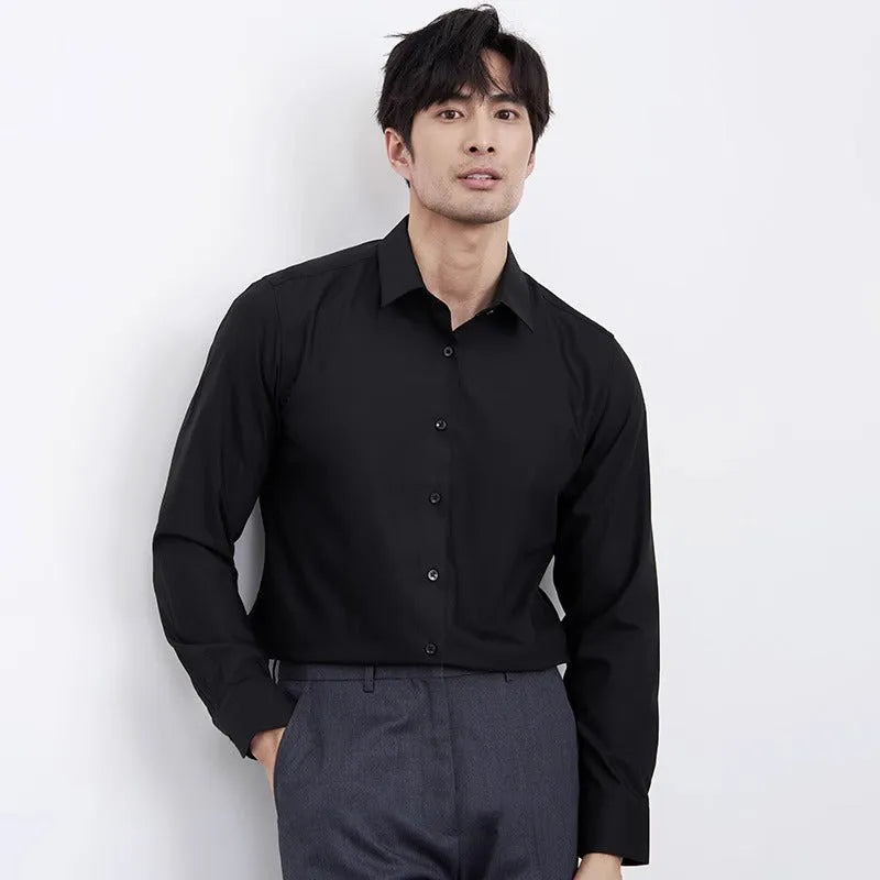 Wine red men's slim fit long sleeve cardigan shirt on a hanger.
