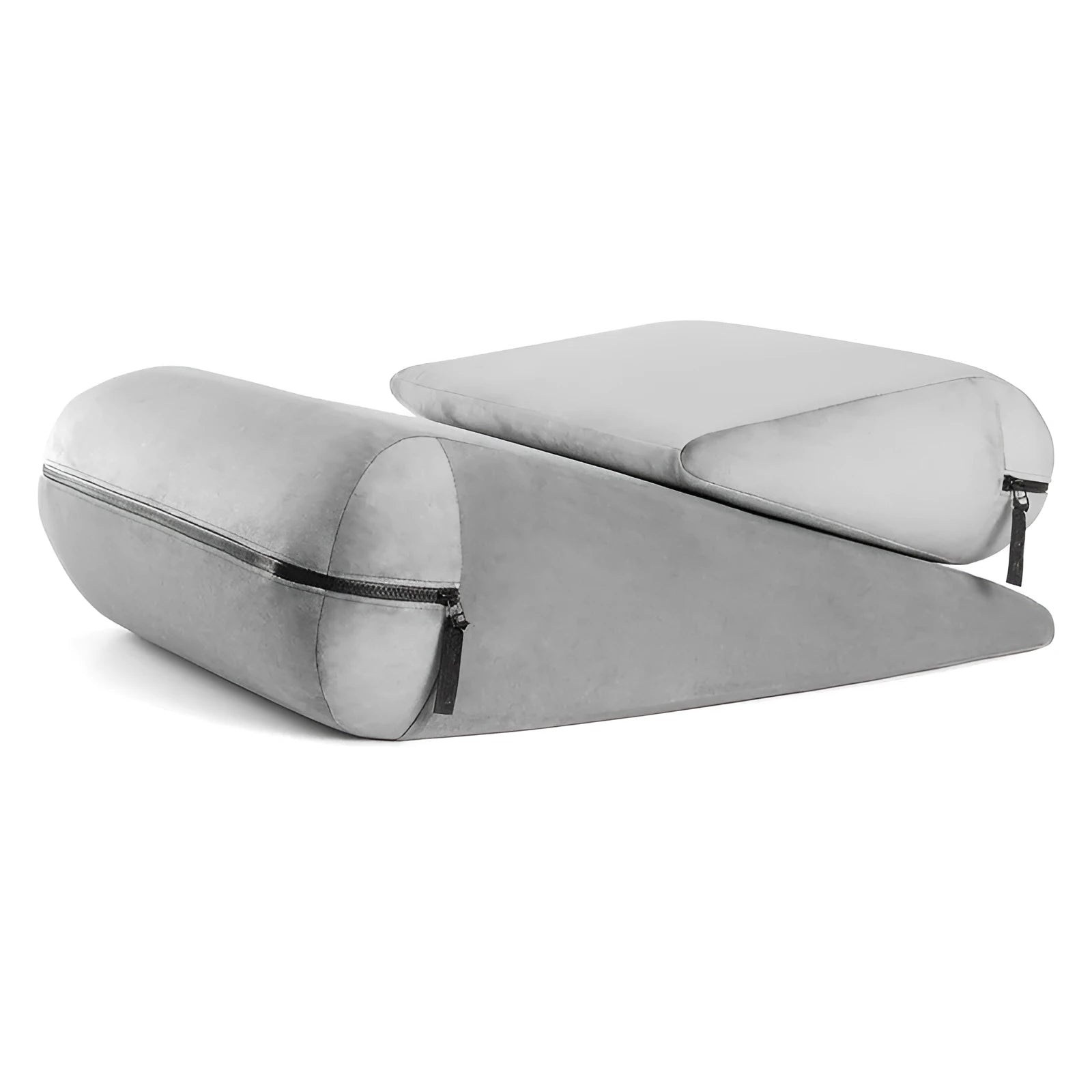 High density sponge triangle wedge pillow in selected colour with embroidered fabric, measuring 68x33x25cm for back support.