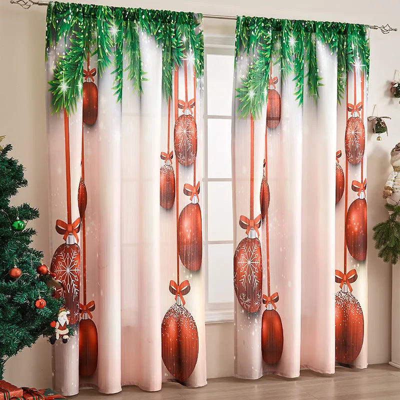 American-style printed Christmas curtain with semi-sunshade function on polyester fabric