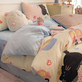 Cartoon dog pattern cotton bedding four-piece set with duvet cover and fitted sheet