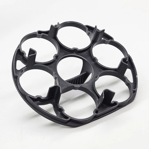 Black plastic egg holder basket with modern design showing 13.8cm length dimensions