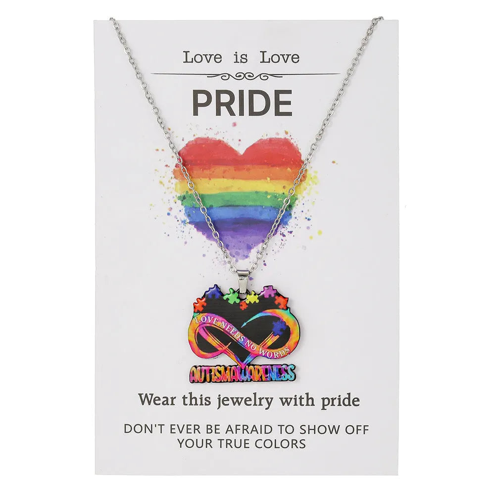 Stainless steel inspirational friendship necklace and bracelet set with colour printing for women