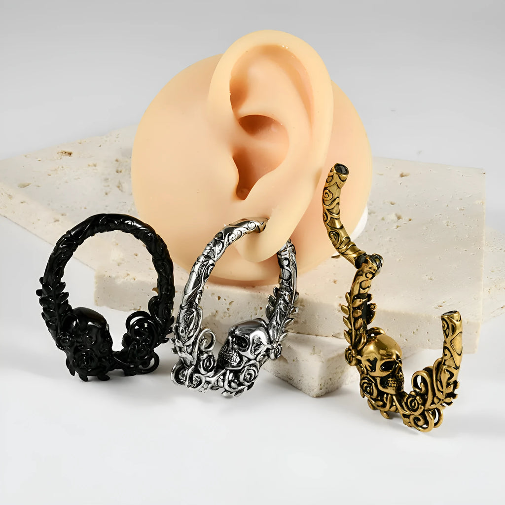 Shaped totem pattern stainless steel earrings with electroplated finish in fashion colours