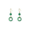Green jade peace buckle shaped earrings with 14K gold plating for Chinese style clothing