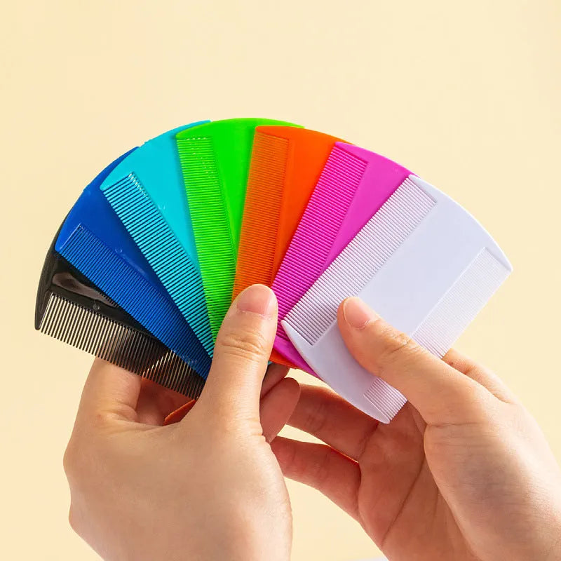 Plastic fine teeth double-edged comb for pets and people in various colours